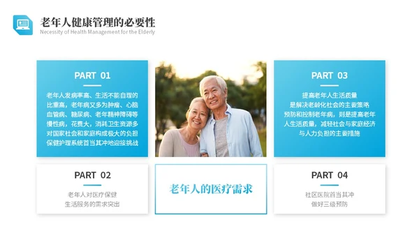 蓝色实拍风老年人健康管理PPT模板