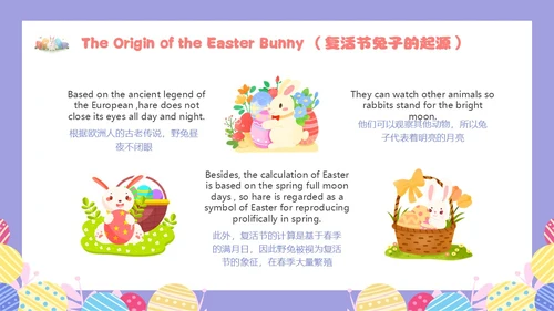彩色水彩卡通复活节英文节日庆典PPT