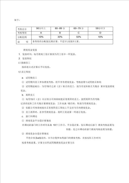 公司绩效考核管理办法及细则