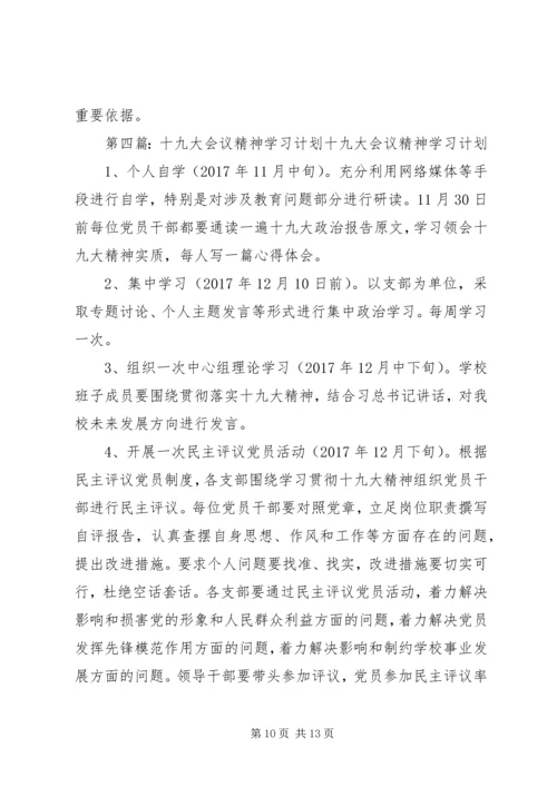 党支部十九大精神学习计划.docx