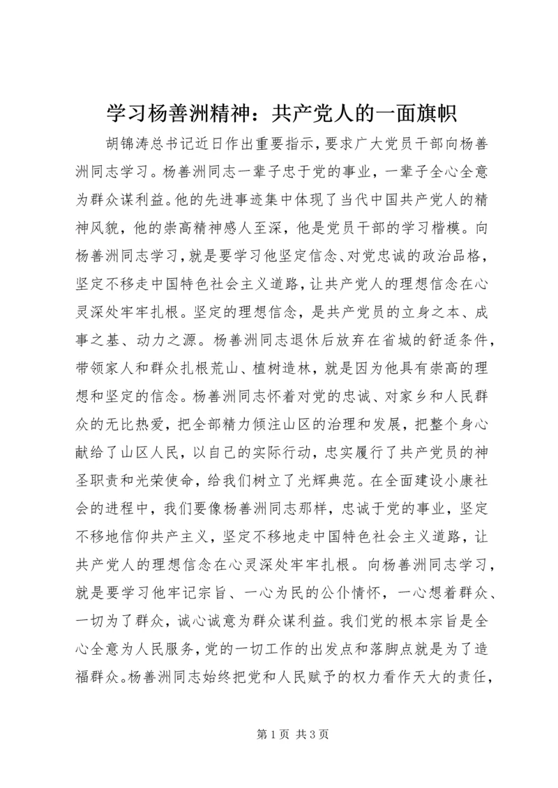 学习杨善洲精神：共产党人的一面旗帜.docx