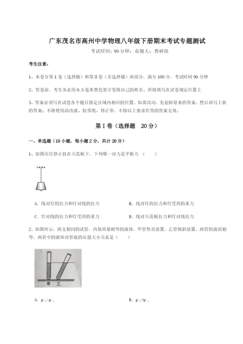 专题对点练习广东茂名市高州中学物理八年级下册期末考试专题测试试卷（含答案详解版）.docx