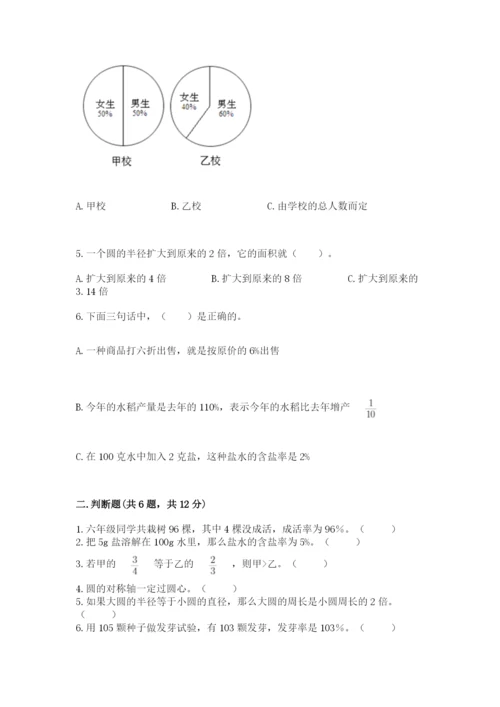 小学数学六年级上册期末卷含完整答案（网校专用）.docx