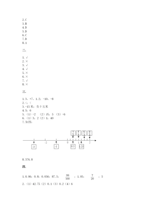人教版数学六年级下册试题期末模拟检测卷附答案【夺分金卷】.docx