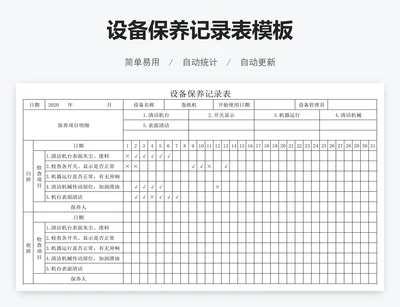 设备保养记录表模板