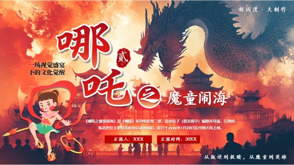 哪吒之魔童闹海哪吒精神学习通用PPT模板