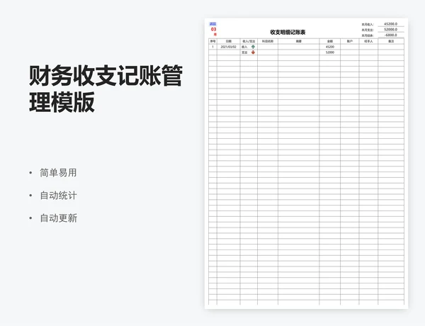 财务收支记账管理模版