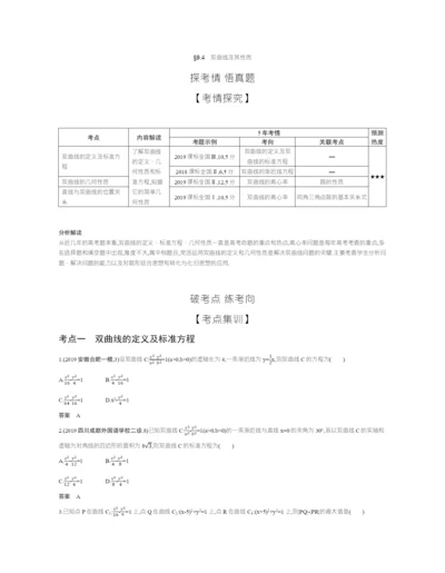 §9.4-双曲线及其性质(试题部分).docx