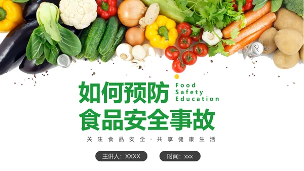 如何预防食品安全事故绿色蔬菜PPT模板
