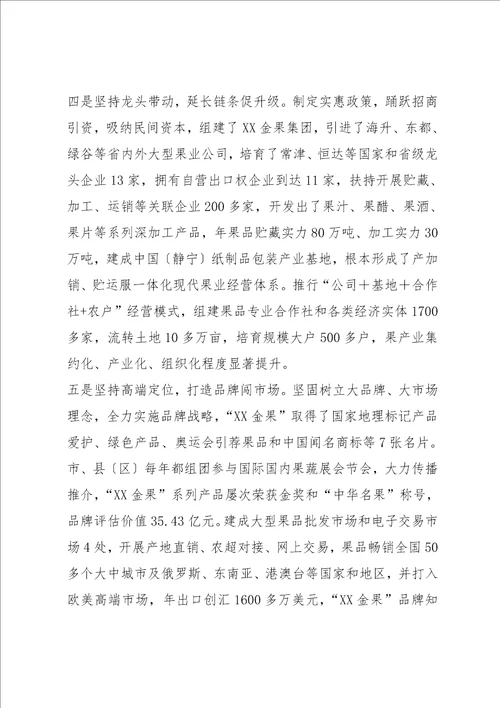 做强做优XX金果加快小康XX建设