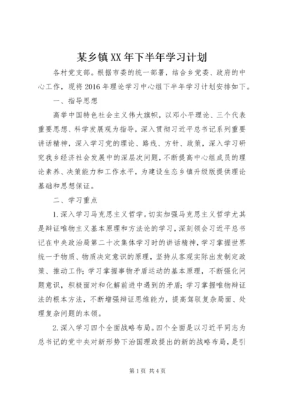 某乡镇XX年下半年学习计划.docx