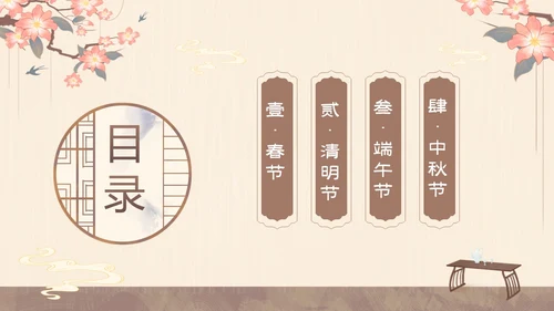 黄色中国风中国四大传统节日介绍PPT