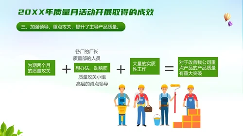 蓝色卡通风质量月活动总结ppt课件质量月全国质量月