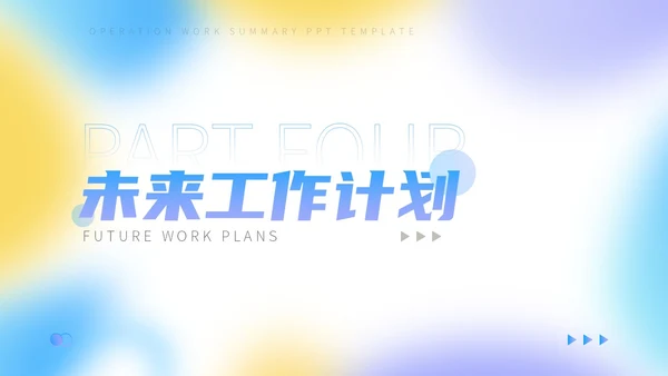 三色蓝紫黄弥散风运营工作总结PPT模板