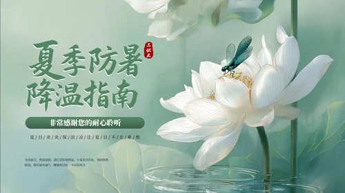 绿色清新夏季防暑降温健康指南PPT模板