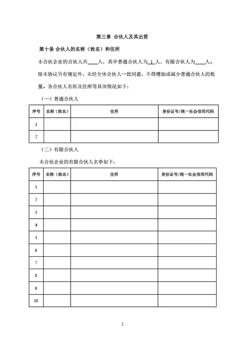 有限合伙企业合伙协议（私募基金）
