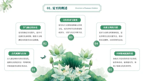 绿色简约二十四节气之夏至PPT模板