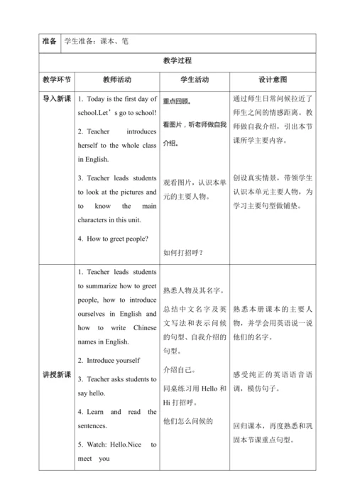 【核心素养】人教版英语三年级上册-U1 PA  Let's talk（教案）
