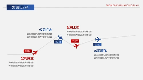 红蓝搭配创业商业融资计划书PPT模板