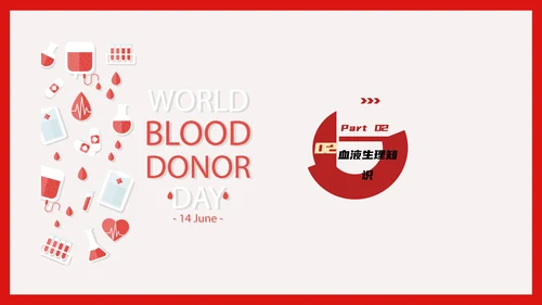 世界献血日无偿献血知识传递爱心PPT模板