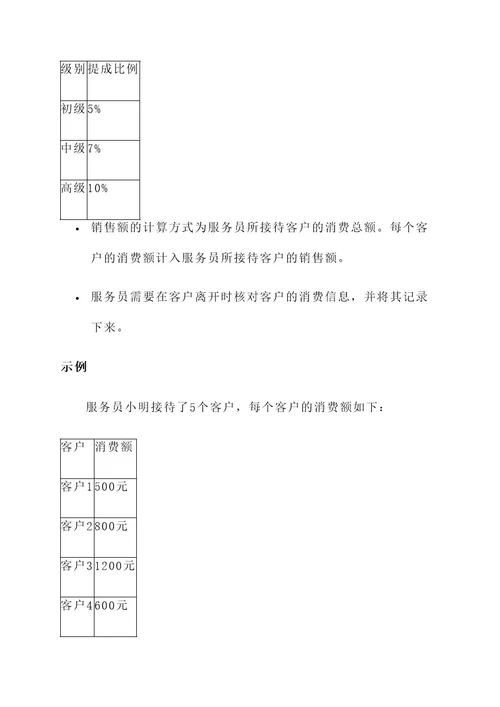 ktv楼面服务员提成方案