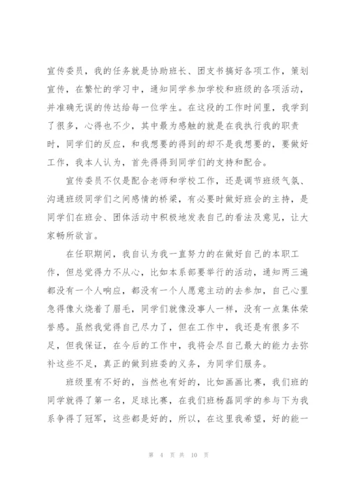 宣传委员个人的述职报告范文.docx