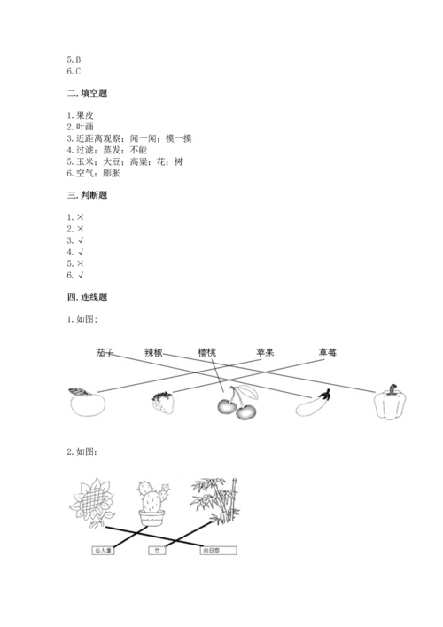 教科版科学一年级上册第一单元《植物》测试卷含完整答案【夺冠】.docx