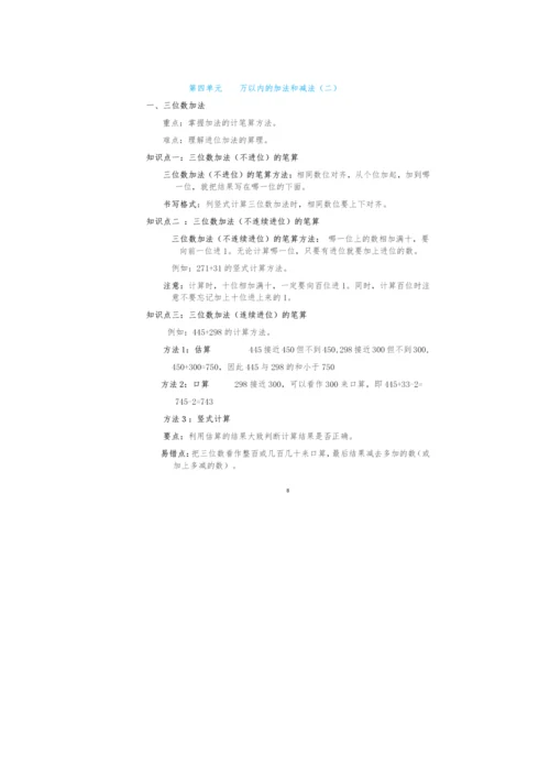 人教数学三年级上册1~9单元知识点梳理.docx