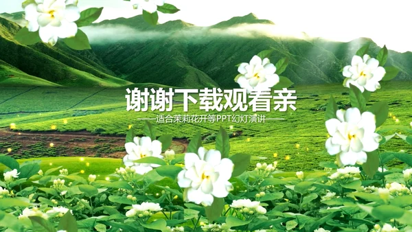 清新开场茉莉花ppt动态模板