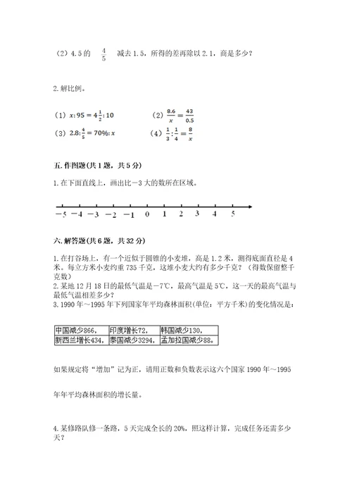 6年级小学生数学试卷（典优）