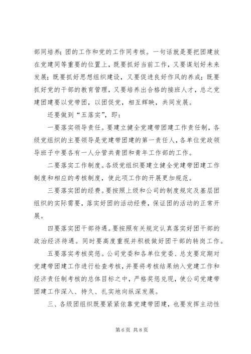 书记在党建带团建会上的致辞.docx