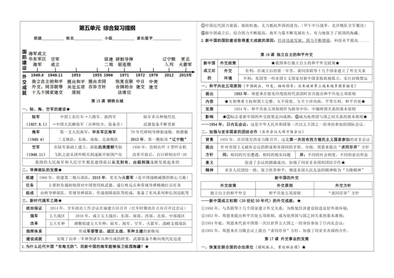 第五单元综合复习提纲