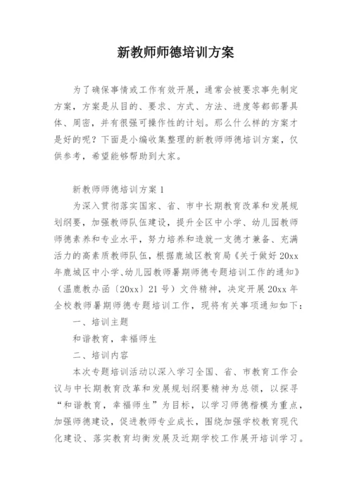 新教师师德培训方案.docx