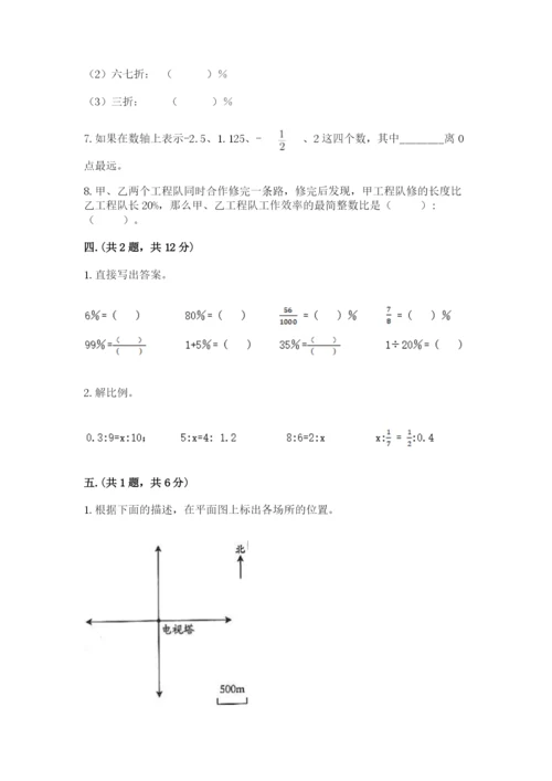 小学六年级下册数学摸底考试题精品【网校专用】.docx