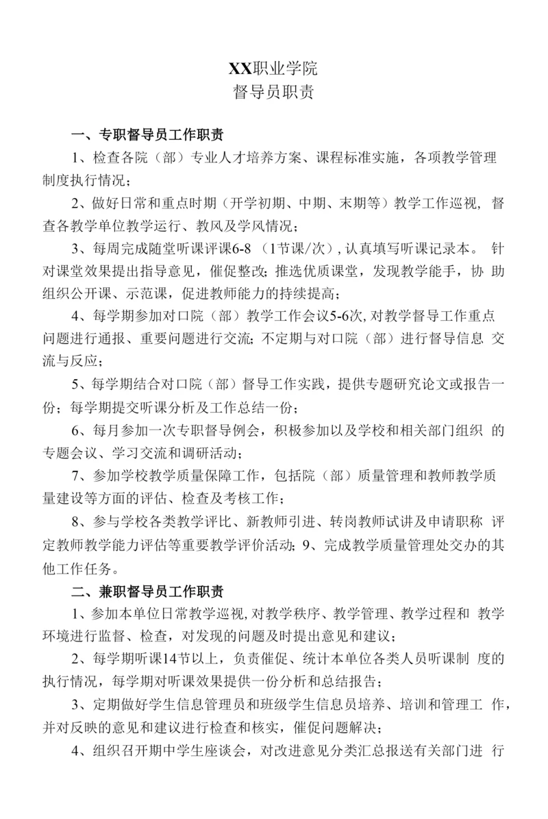 XX职业学院督导员职责.docx