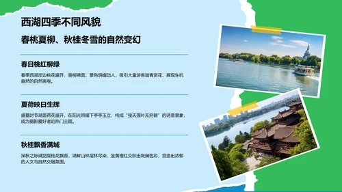 蓝色摄影风杭州自然与人文景点深度探索计划PPT模板