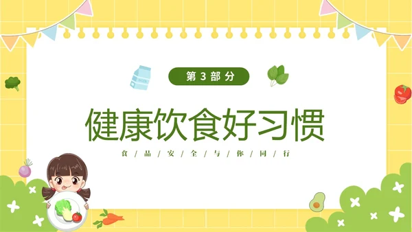 黄色卡通儿童6月食品安全宣传周幼儿园食品安全教育主