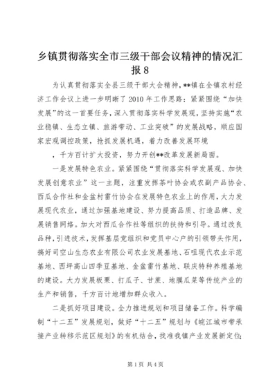 乡镇贯彻落实全市三级干部会议精神的情况汇报8.docx