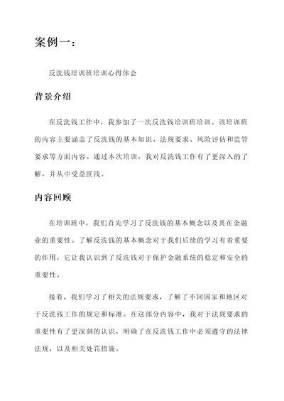 反洗钱培训班培训心得体会