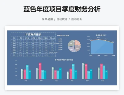 蓝色年度项目季度财务分析