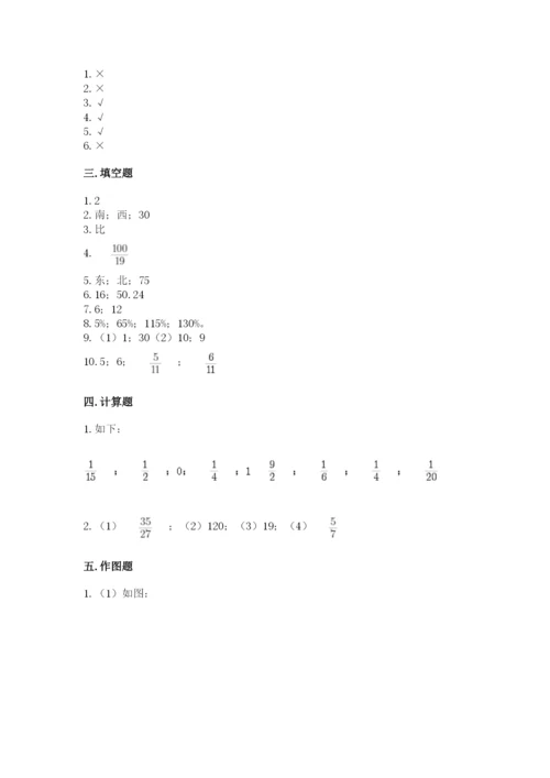 2022六年级上册数学期末测试卷及参考答案【精练】.docx