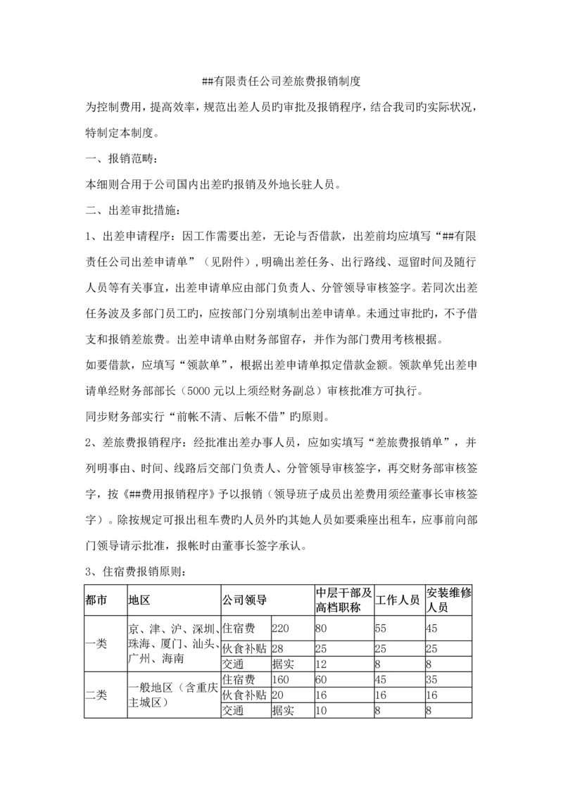 公司差旅费报销新版制度.docx