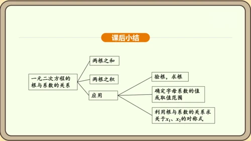 人教版数学九年级上册21.2.4一元二次方程的根与系数的关系 课件(共32张PPT)