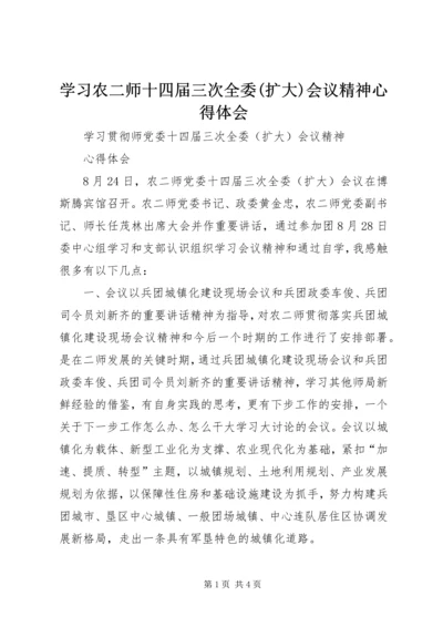 学习农二师十四届三次全委(扩大)会议精神心得体会 (2).docx