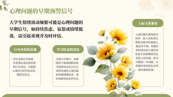 绿色小清新大学生心理健康问题及预防PPT模