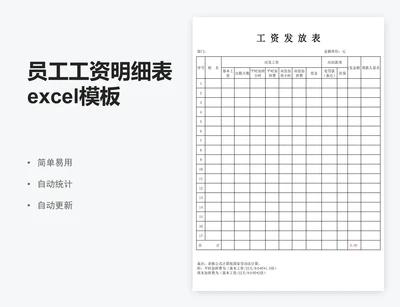 员工工资明细表excel模板