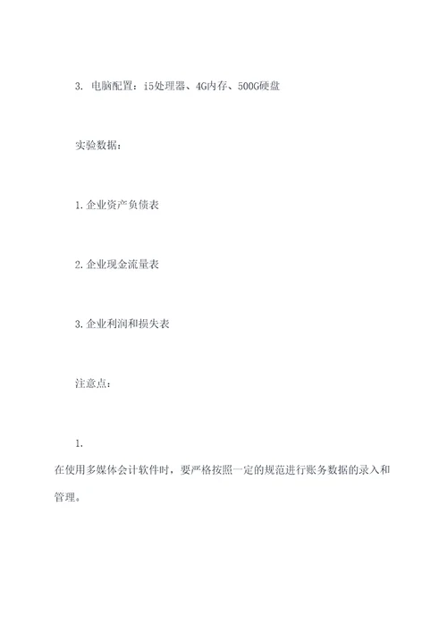多媒体会计实验报告