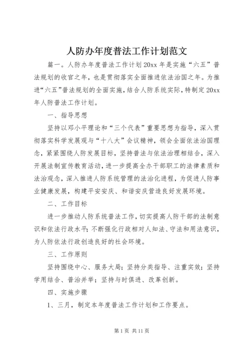 人防办年度普法工作计划范文.docx