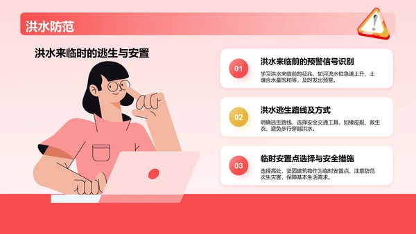 红色插画风全国防灾减灾主题班会PPT模板