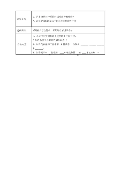 汽车空调制冷系统教案